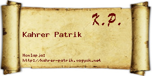 Kahrer Patrik névjegykártya